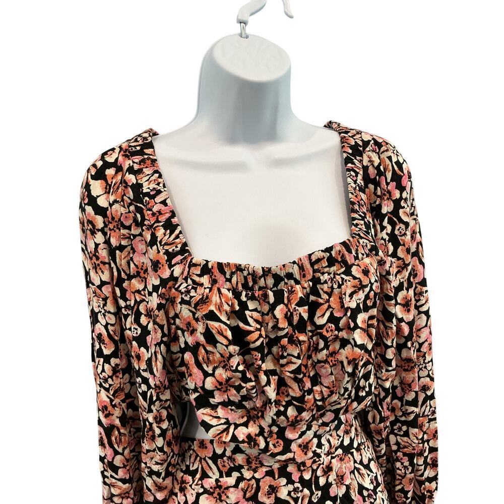 Free People Jael Printed Mini Dress Size XS Black Dark Floral Boho Fall Date - Picture 7 of 12